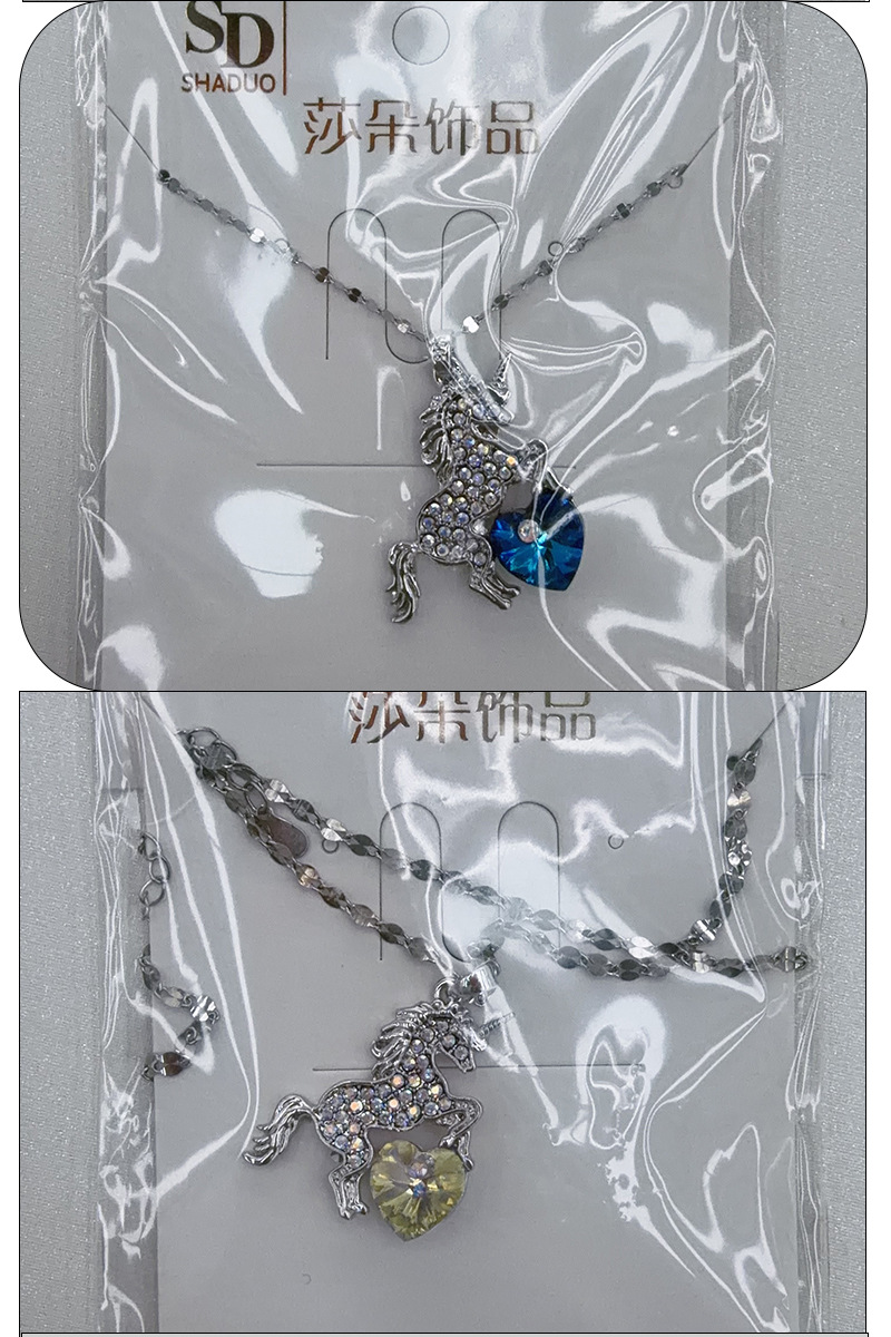 爆闪欧美跨境小巧百搭独角兽银吊坠小众施家水晶可爱米奇女锁骨链详情7