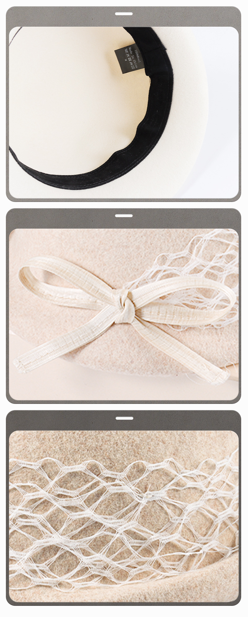 French retro thousand-gold style wool top hat for women, silk and linen bow basin hat for autumn and winter, high-end and fashionable fashion hat pic 11