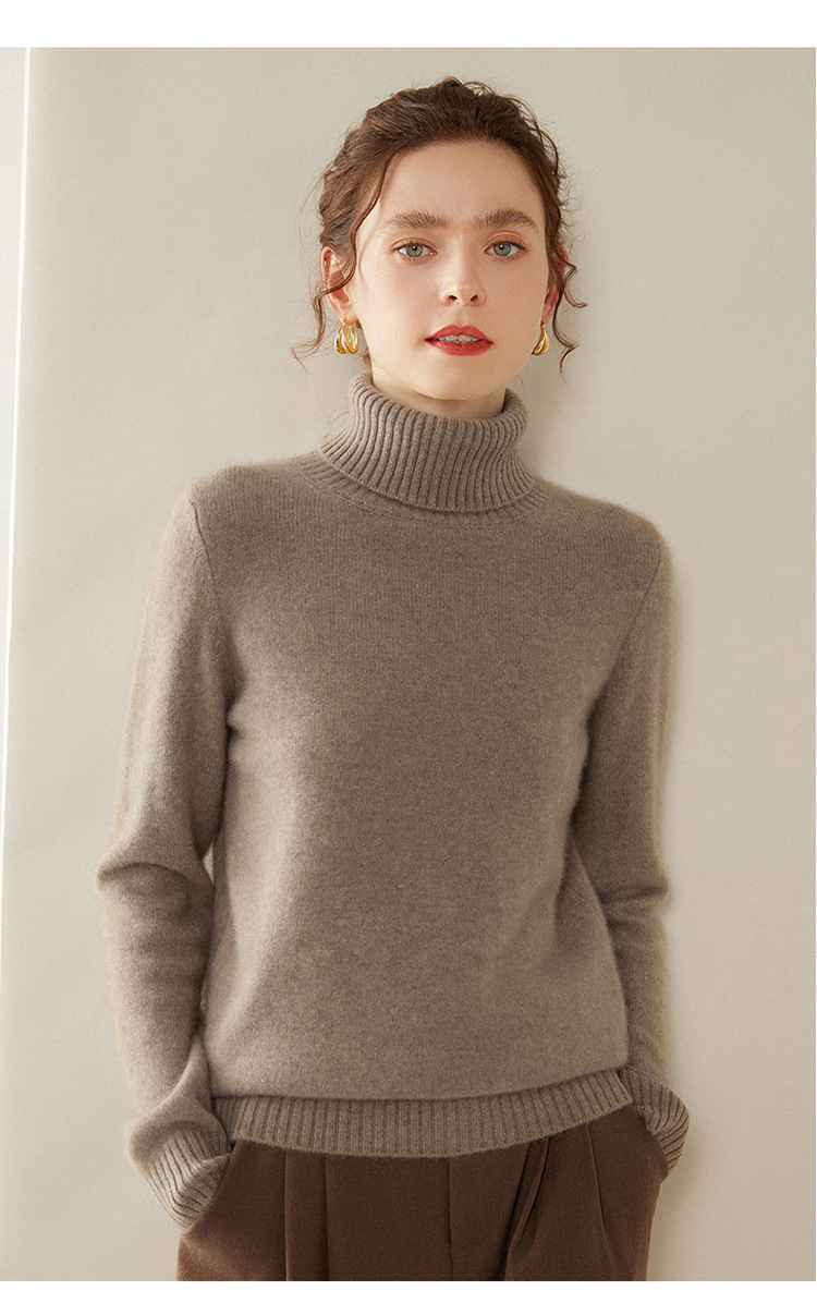 This winter new high-neck thickened cashmere sweater is a simple and versatile solid color for women, with a relaxed and elegant style. It is a knitted base layer pic 20