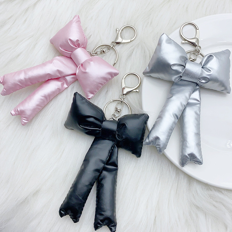 Korean-style ins fashionable and sweet girl filled cotton bow bag pendant, trendy and fashionable keychain pendant for girls pic 4