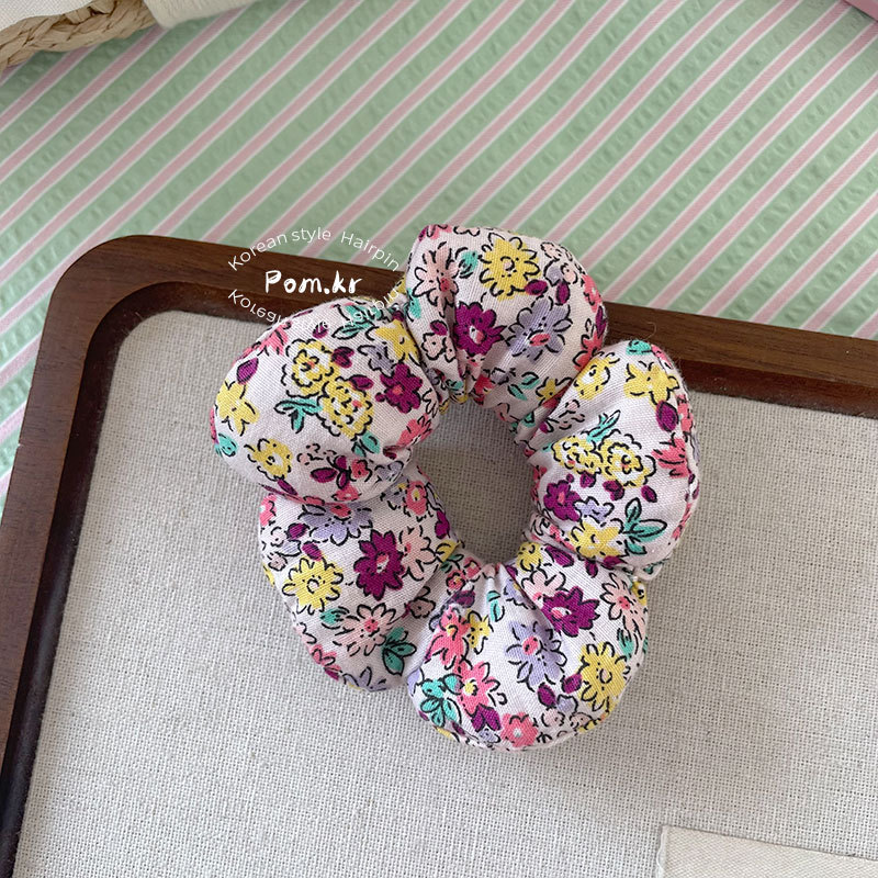 新款韩版甜美儿童发圈布艺格纹花朵充棉丸子头发绳小号皮筋发饰女详情13