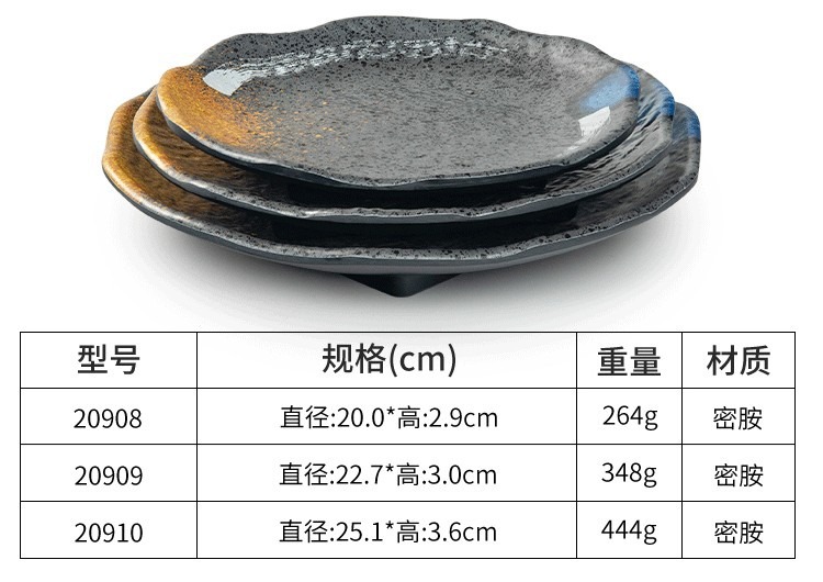 Melamine plates, Japanese plastic barbecue plates, porcelain-like round flat plates, barbecue plates, restaurant hot pot tableware, vegetable plates, commercial use pic 5