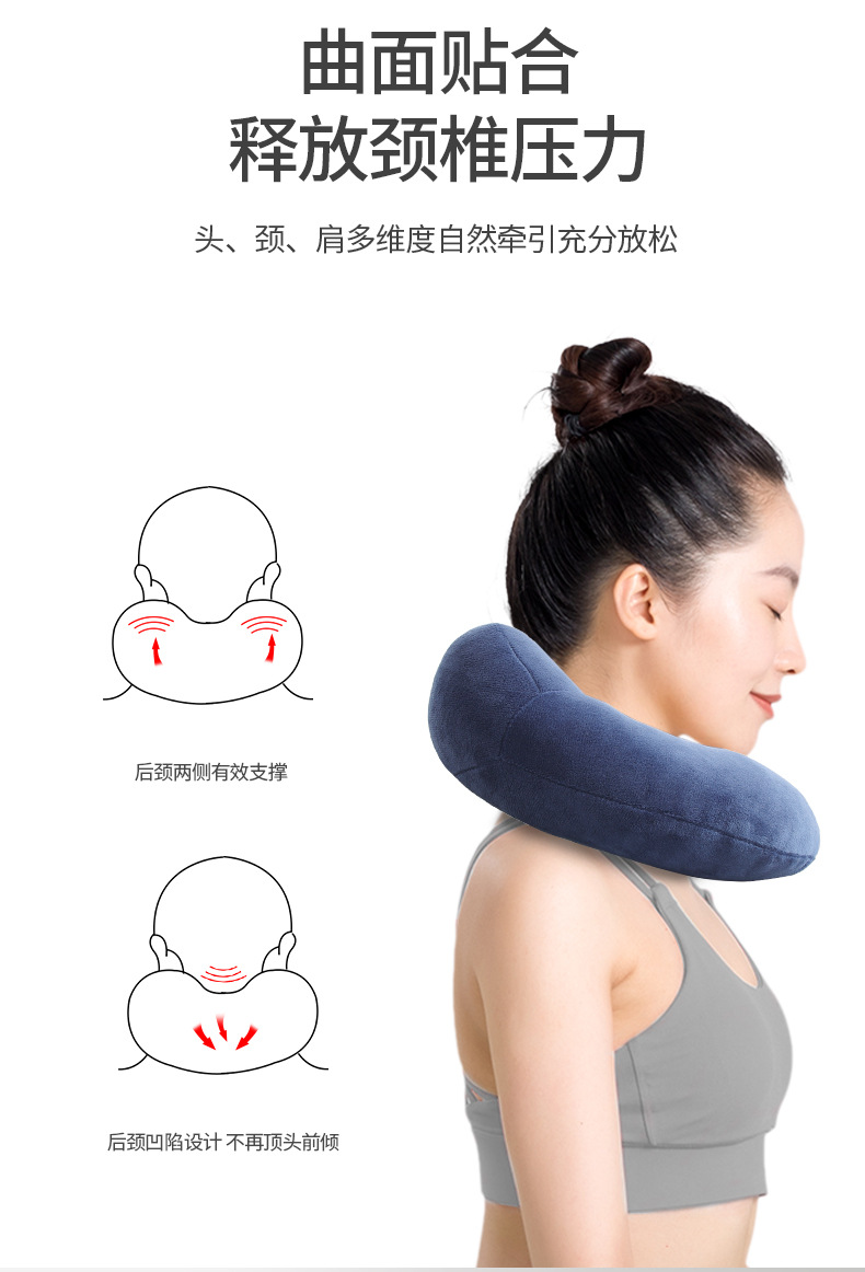 厂家大量现货驼峰u型枕定制LOGO创意PP棉记忆棉u型枕头多功能颈颈详情2