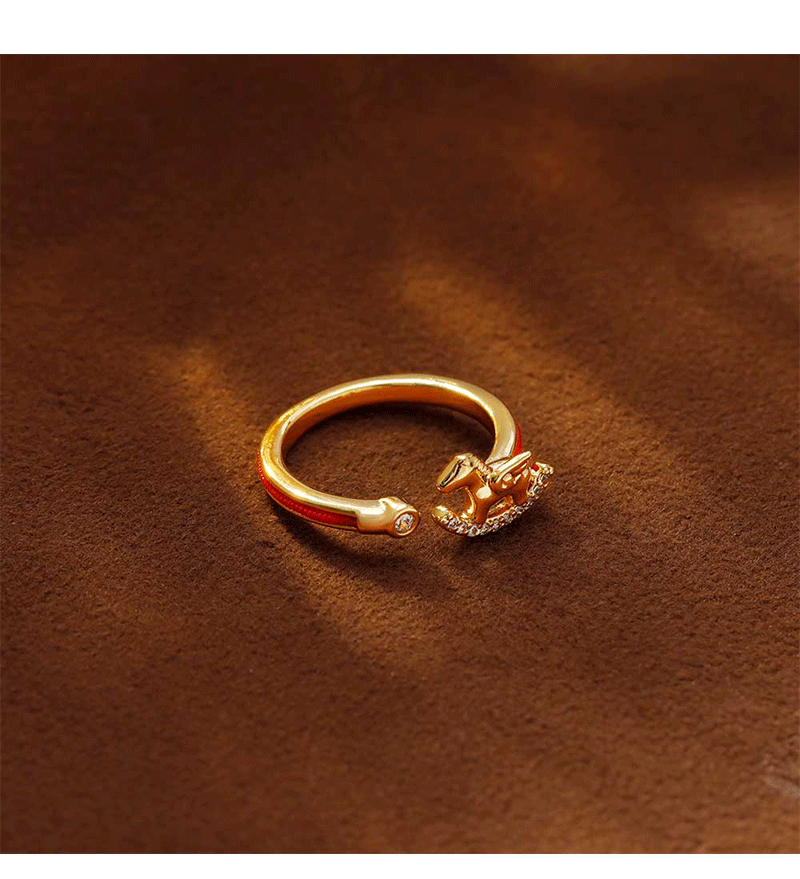 Hyacinth Red Horse Year Small Horse Ring for Women 2026 New Bestseller Zodiac Horse Index Finger Ring, a niche model for the zodiac year pic 7