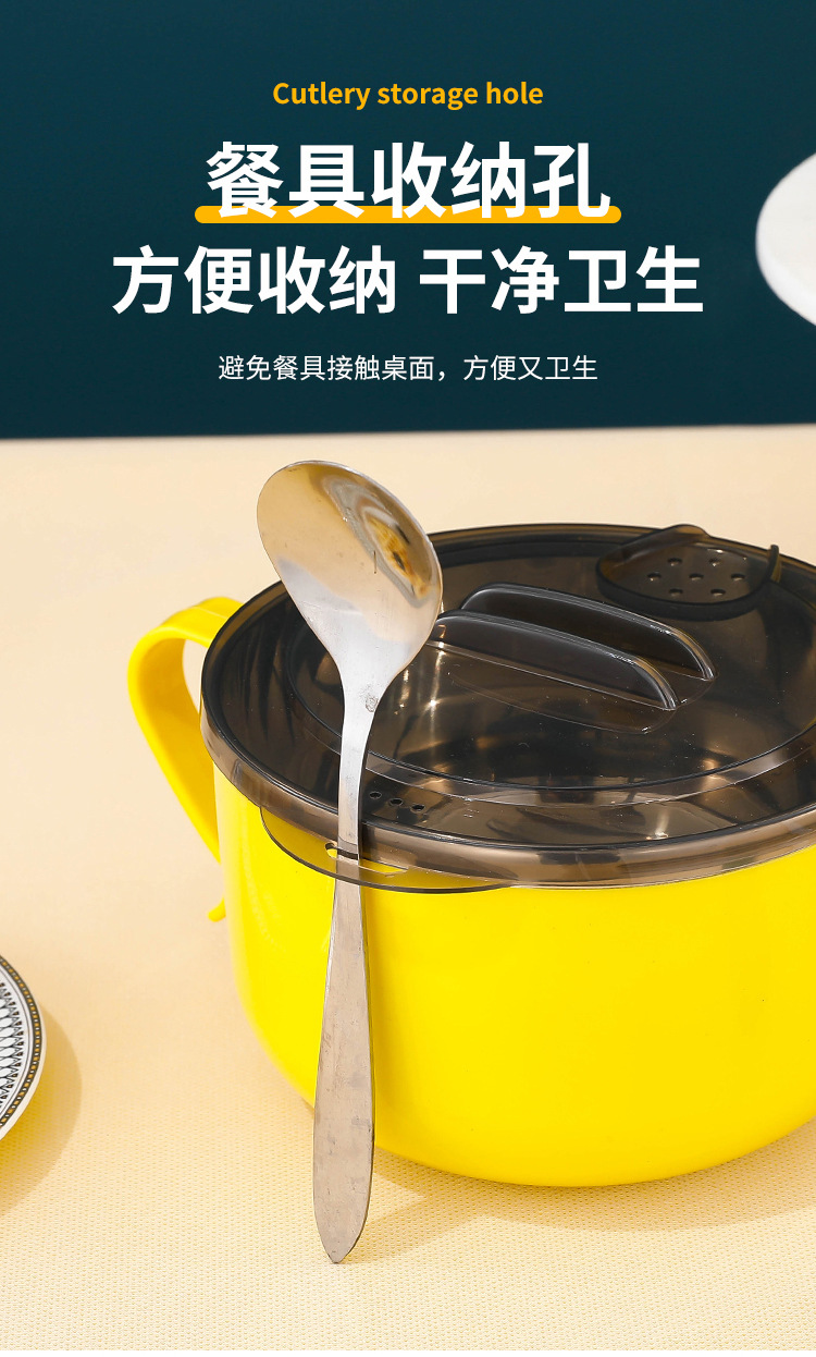 A free shipping instant noodle bowl made of 304 stainless steel with a lid, a large instant noodle bowl, a portable lunch box for student dormitories pic 9