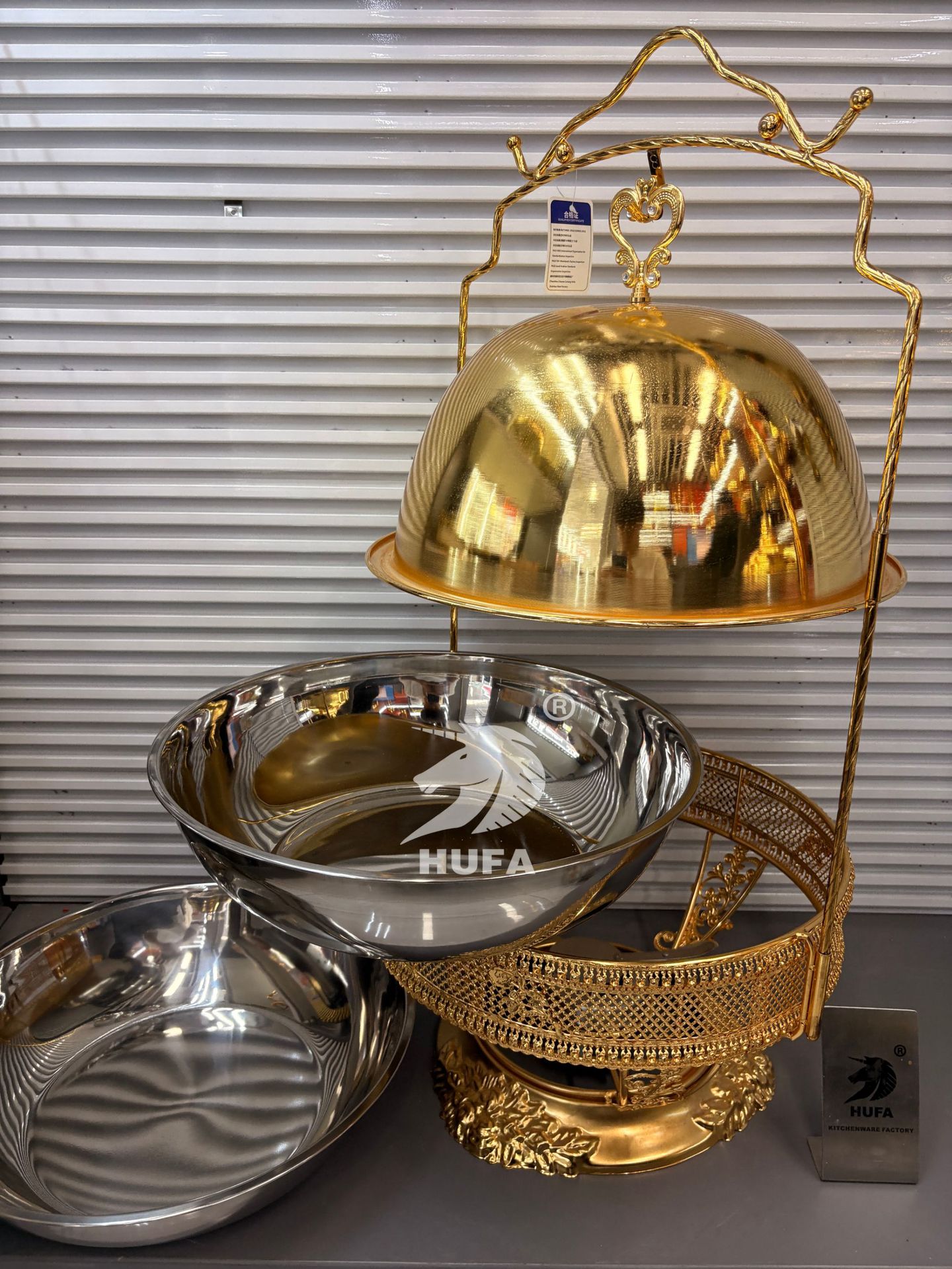 Cross-border luxury golden lace hanging stove, dining stove, alcohol stove, hotel insulated stove, Chafing Dish pic 17