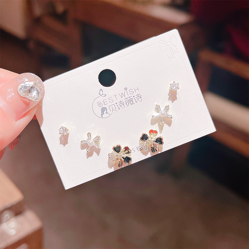 高品质感s925银针锆石6件套装小耳钉 女韩版简约气质三对耳钉批发详情23