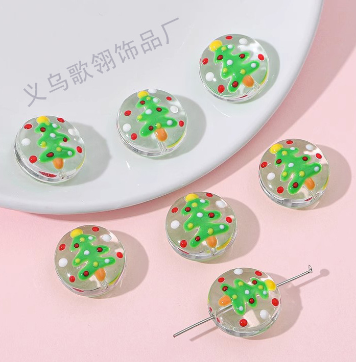 卡通圣诞系列滴油扁圆手工琉璃珠珠diy手作串珠项链手链材料配件详情10