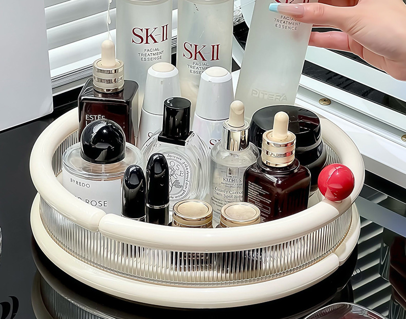 Rotating cosmetics storage box, table skin care product tray, shelf, lipstick, perfume, lotion, dressing table storage plate pic 4