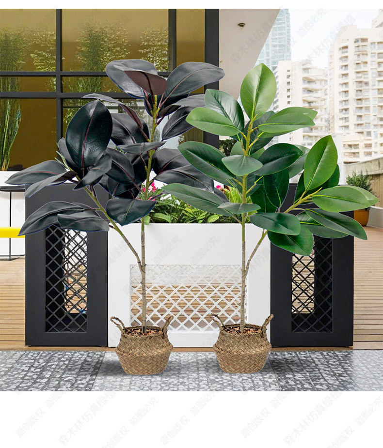 Wholesale of Nordic simulation green plants, rubber trees, black diamond, indoor floor-standing ornaments for living rooms, and plastic broad-leaved shrub decorations pic 12