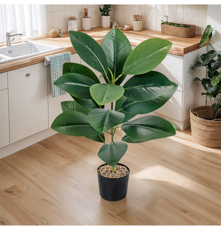 Simulated green plants, magnolia branches, black diamond rubber trees, Ficus lyrata, green decoration, garden landscaping, living room table ornaments pic 7