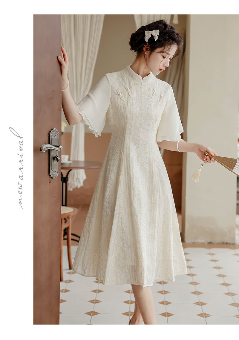 A new Chinese-style modified retro Chinese style, gentle daily cheongsam with buttoned-up buttons, slimming dress pic 18