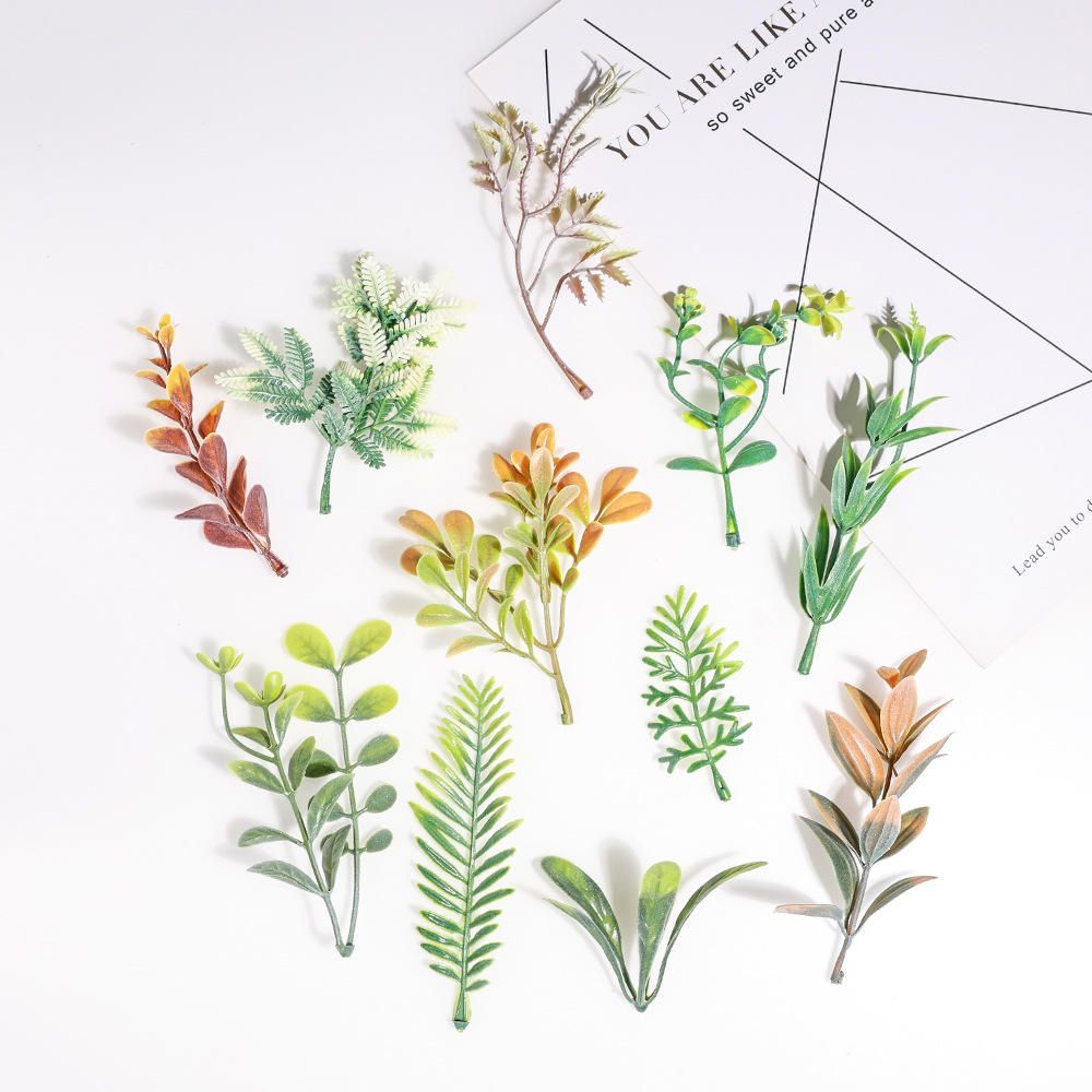 仿真白霜叶子水草婚庆胸花手捧花装饰DIY手工配件办公文化园艺仿真枝叶详情1