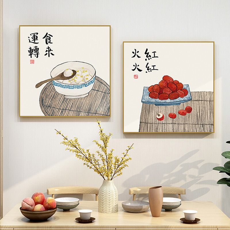 大幅入门玄关装饰画九鱼图晶瓷画中式挂画走廊壁画茶室样板间墙画详情5