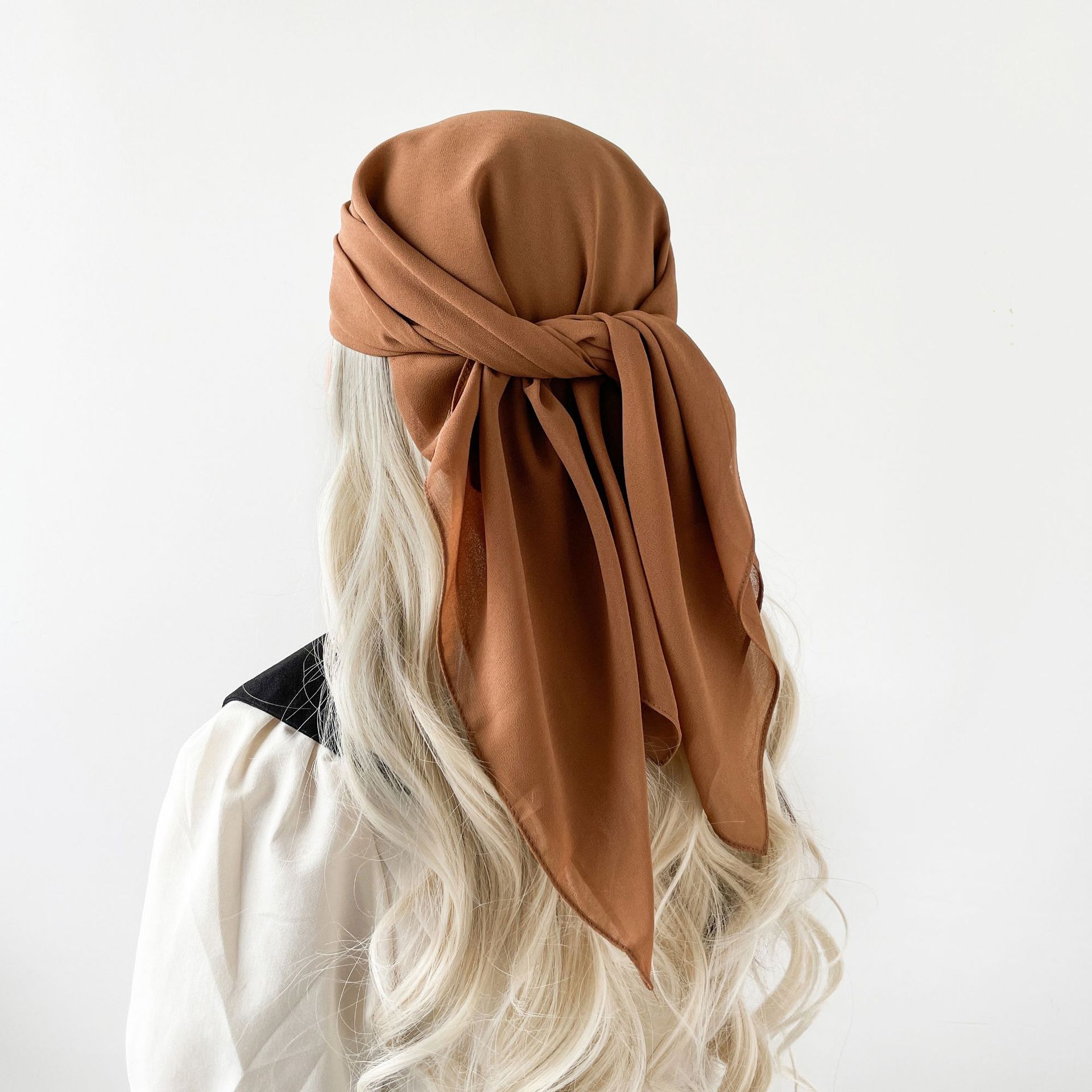 Pañuelo de seda monocolor de verano 90 gasa perla pañuelo de color sólido malay hijab asia sudoriental pañuelo de mujer cubierta hui pic 21