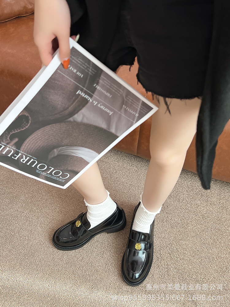 牛皮版葡萄妈同款秋冬加绒厚底单鞋真皮一脚蹬内增高乐福小皮鞋女详情15