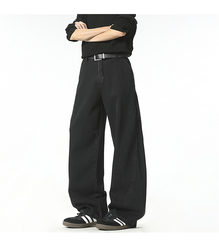 Custom-made 2026 Spring new denim blue jeans for men, American streetwear brand, retro scimitar pants, straight-leg trousers pic 20