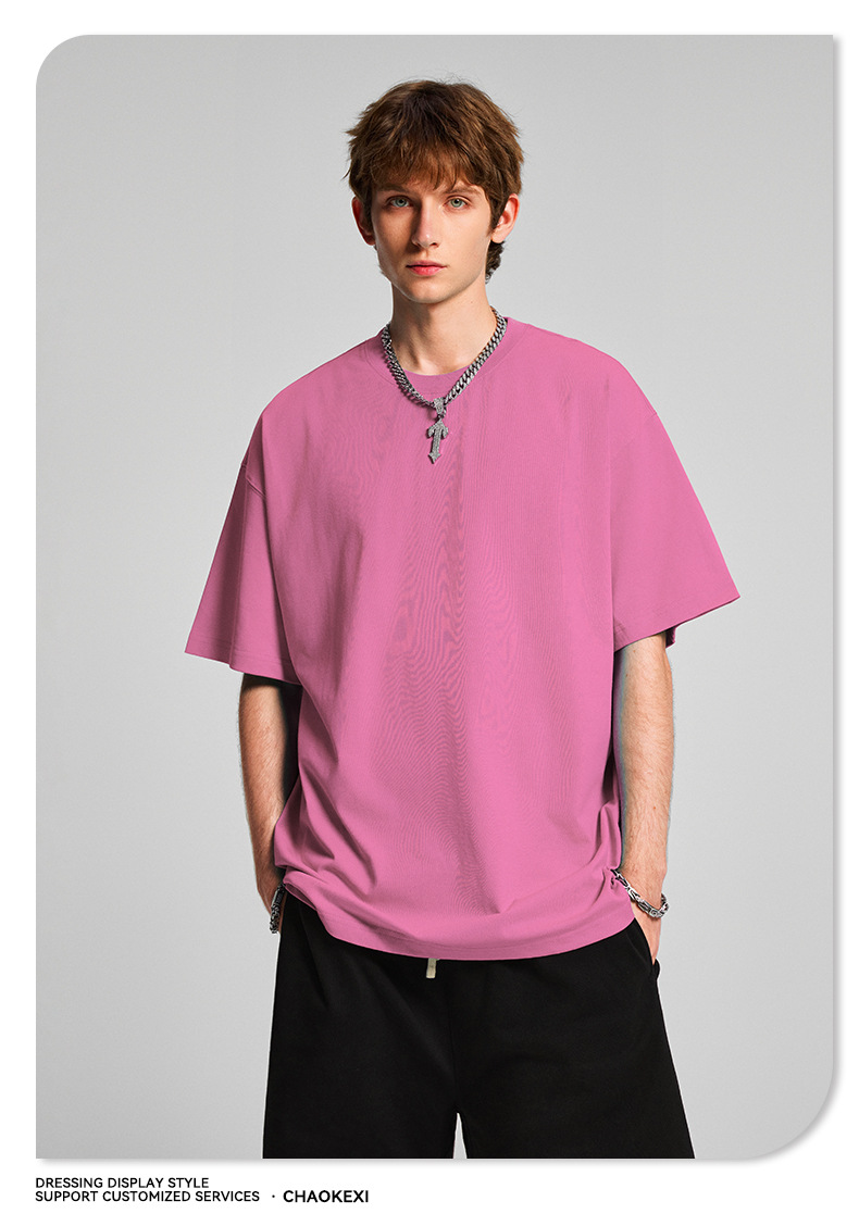 CKX2026夏季美式275g高品质潮牌纯棉t落肩纯色男潮青少年短袖T恤详情60