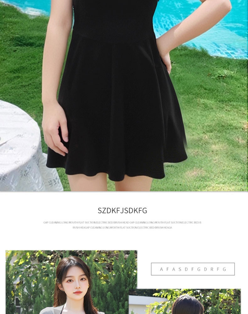 挂脖吊带夏连体泳衣三件套大码长袖罩衫保守遮肚显瘦胖mm度假泳装-125169详情15