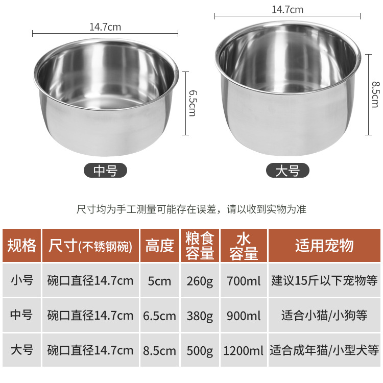 猫咪双碗狗食盆304不锈钢宠物铁架护颈防打翻吃饭喝水两用二合一详情10