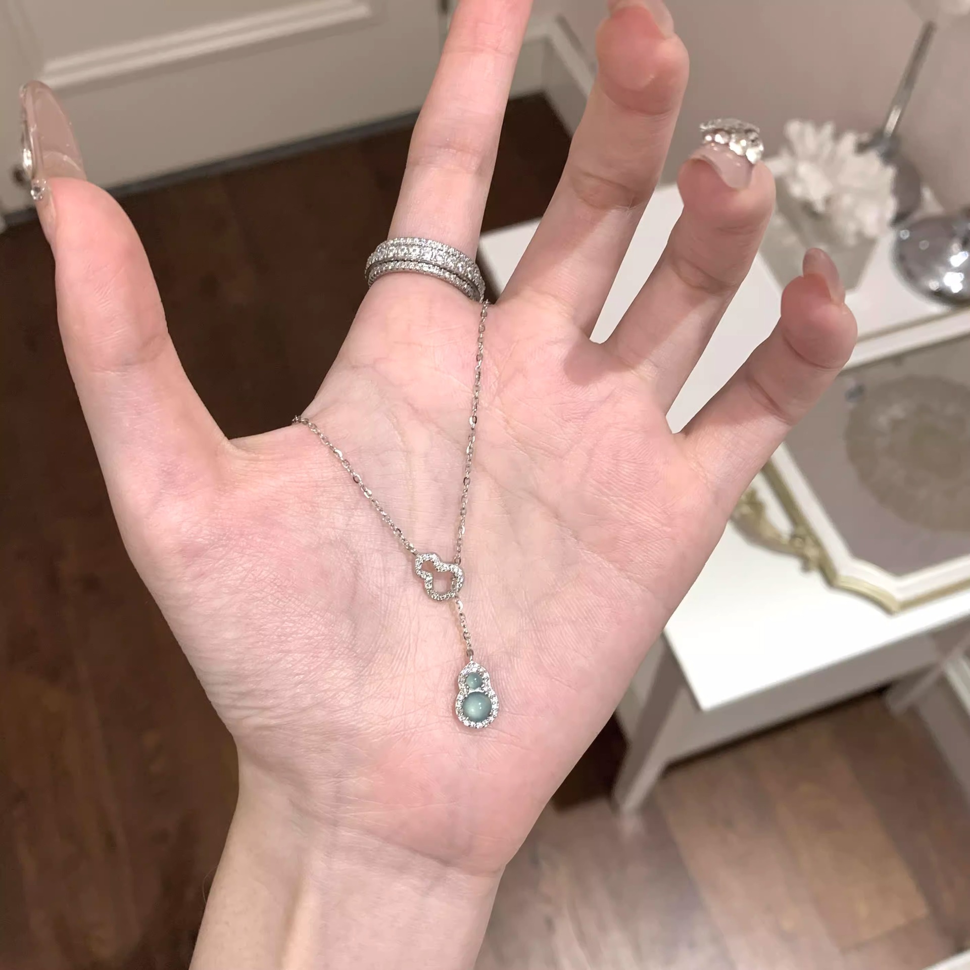 双环葫芦项链女2024新款新中式锁骨链轻奢小众高级感颈链饰品批发详情1