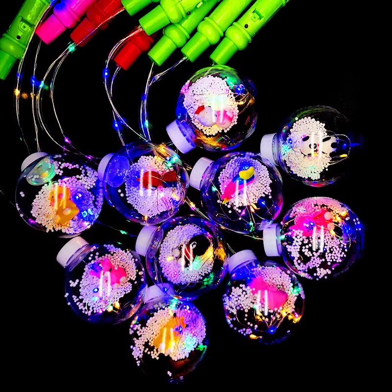 Internet-famous luminous hand-held bouncy ball lanterns, transparent flashing cartoon balls, night market square street stalls, Douyin cool toys pic 15
