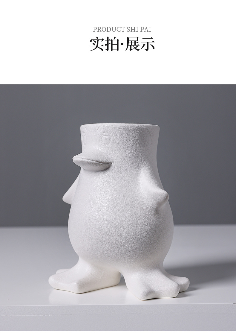2025 Creative Penguin Ceramic Vase, Cute Cream-style living Room Desk Decoration, Fresh Flower Hydroponic Vase pic 7