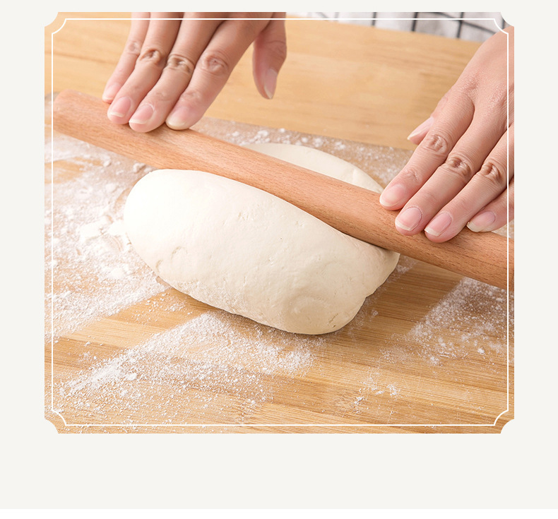 Natural beech wood rolling pin, solid wood dough rolling pin, household dumpling wrapper rolling pin 檊 dough stick, baking tools pic 18