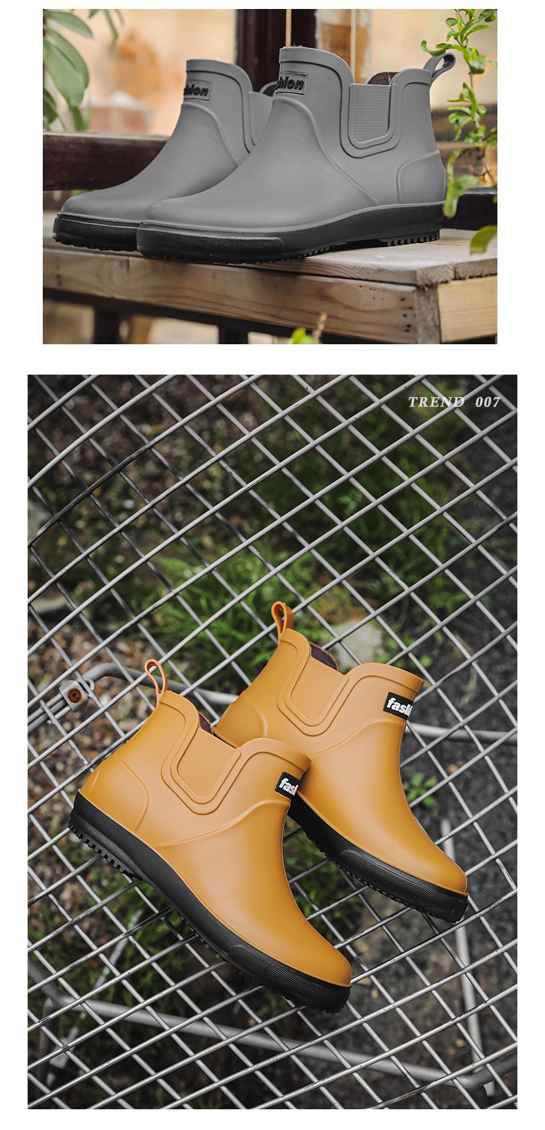 跨境雨鞋男士时尚雨靴防滑低筒新款切尔西成人户外钓鱼防水靴外贸详情12