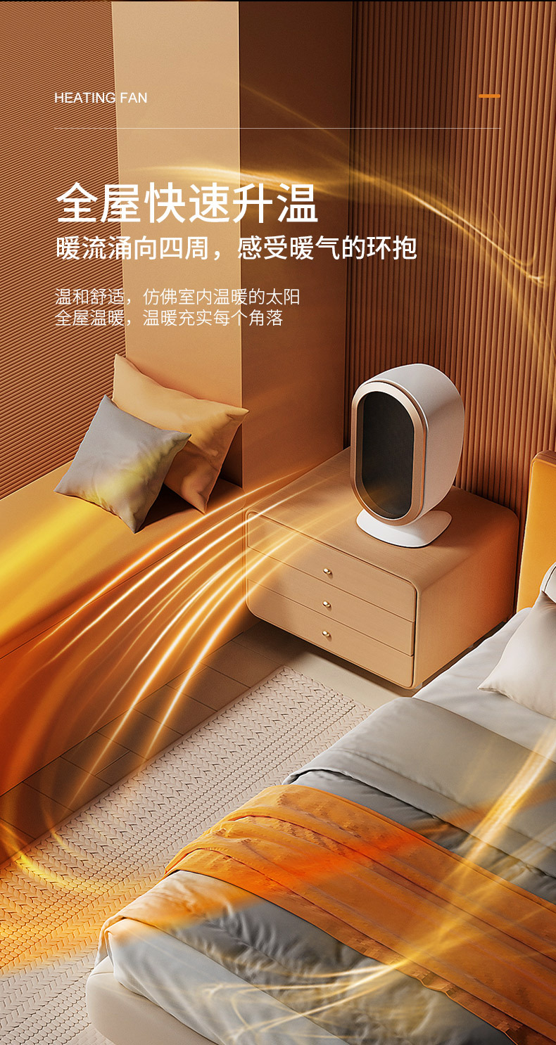 跨境新款家用暖风机小型桌面取暖器迷你便携办公室电暖气电暖器详情9