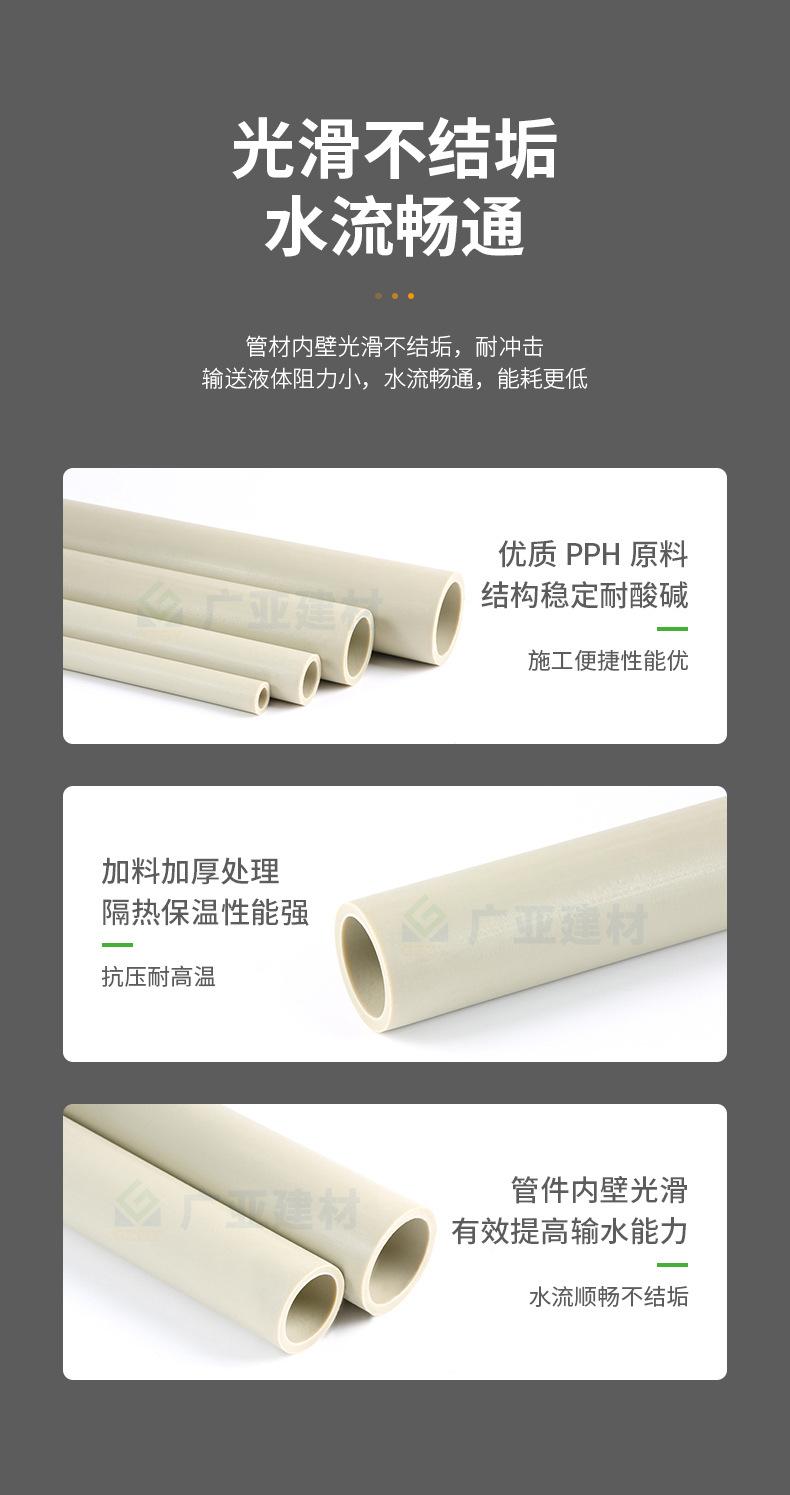 PPH管道硬管材塑料化工级管子管件PPR耐高温耐腐蚀水管热熔工业管详情8