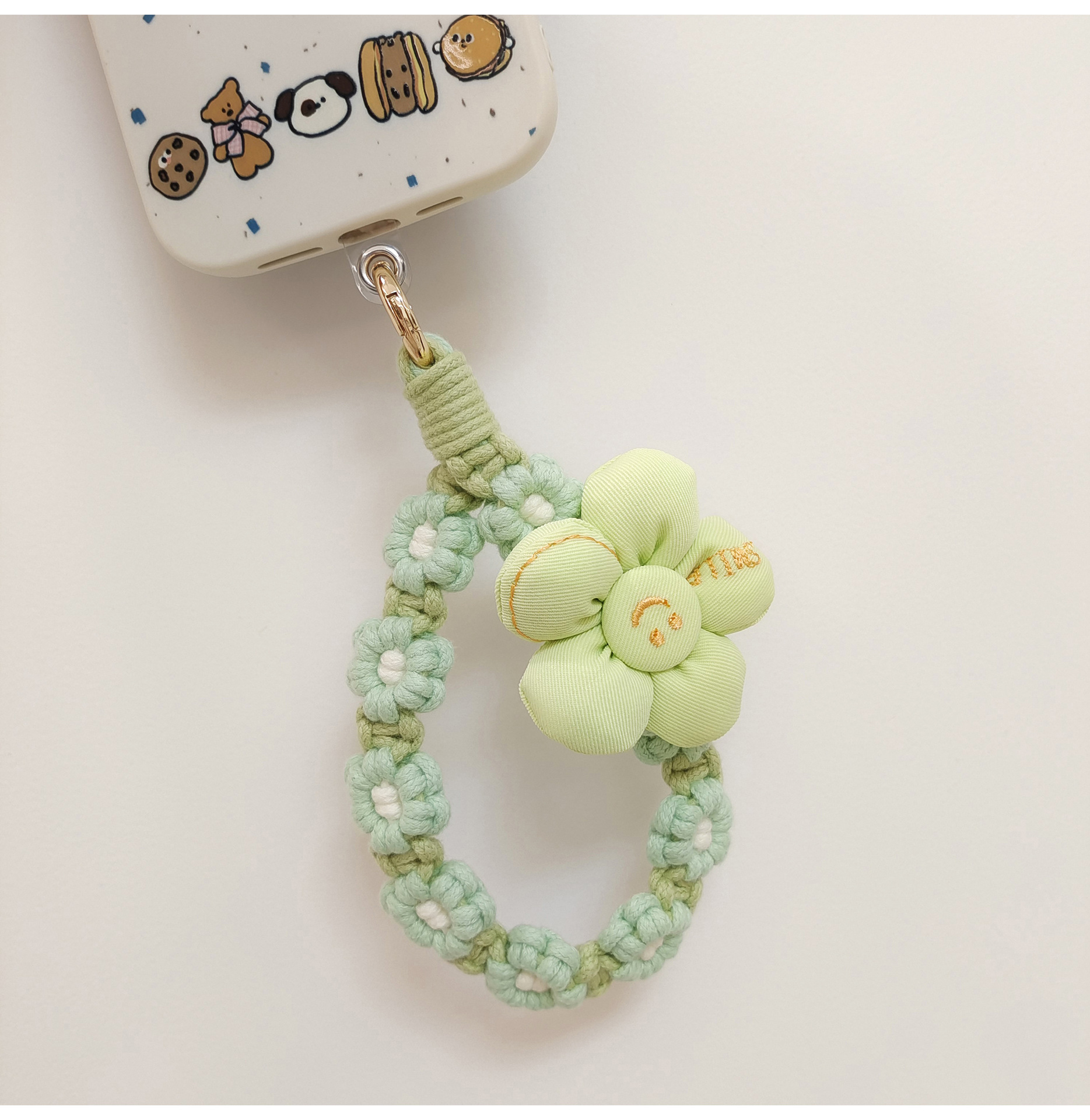 日韩可爱手工编织花朵钥匙扣手机挂件立体花花手腕挂绳手作礼品女详情10