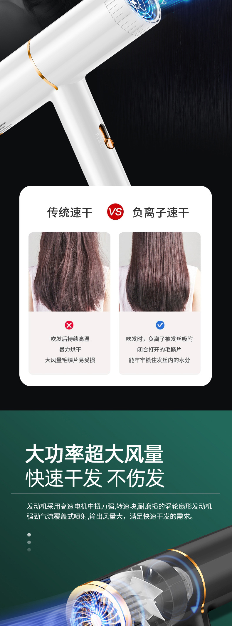 Cross-border new model hair dryer, household dormitory small power cold and hot hair dryer, blue light hair dryer manufacturer wholesale gift M142 pic 17