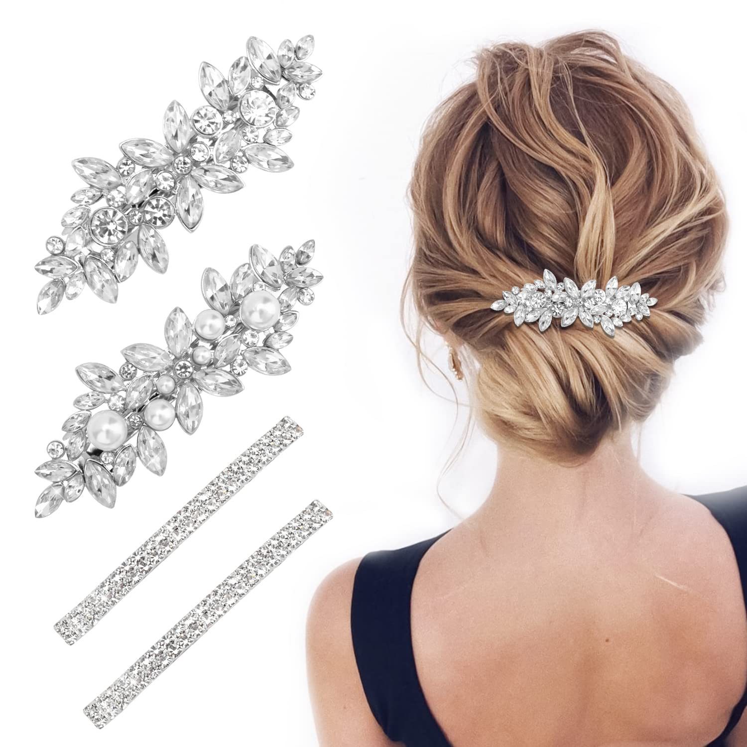 Wholesale of new cross-border elegant and stylish spring clips, alloy hair clips, rhinestone, Korean version of the back of the head ponytail clip headwear pic 44