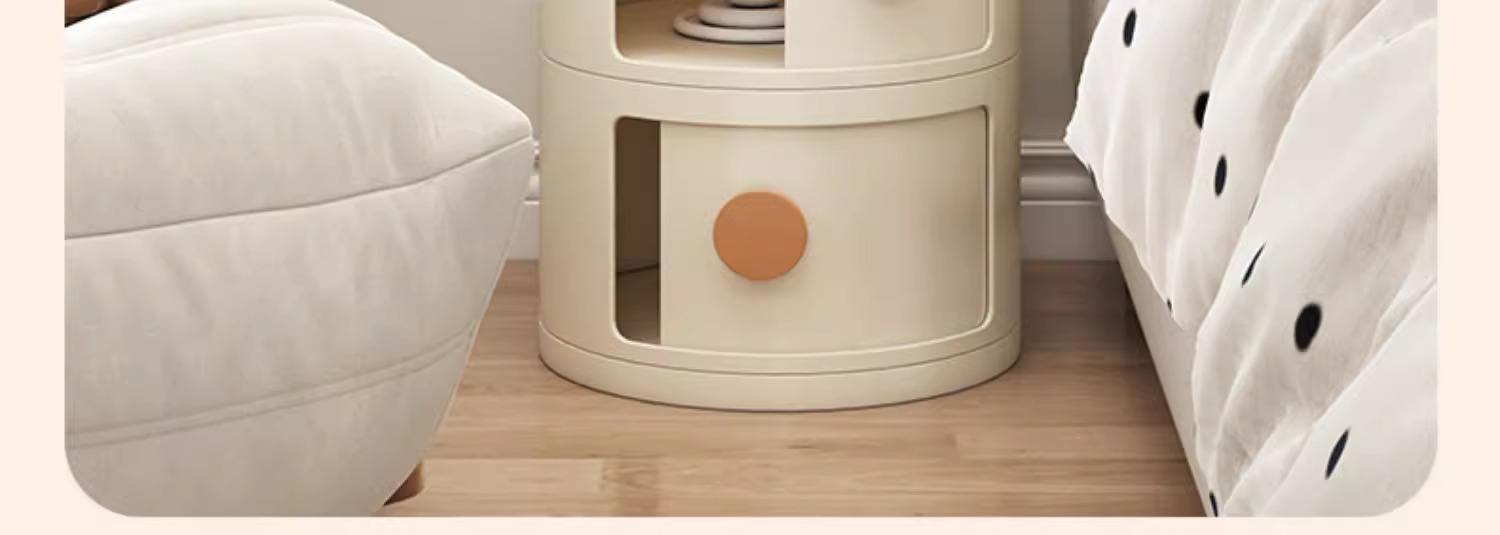 The bedside table, a small household bedroom storage rack, a simple and modern storage cabinet, a new round small side table as an alternative pic 20