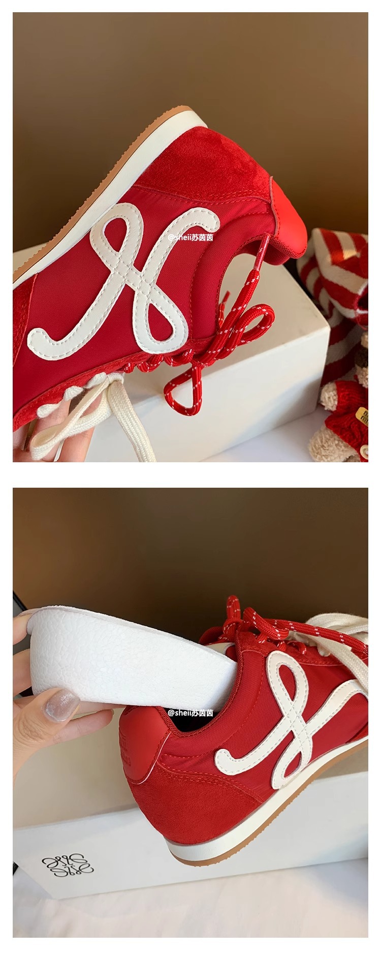 苏茵茵7cm内增高版~复古小歪头鸳鸯鞋带休闲鞋德训鞋女阿甘小白鞋详情27