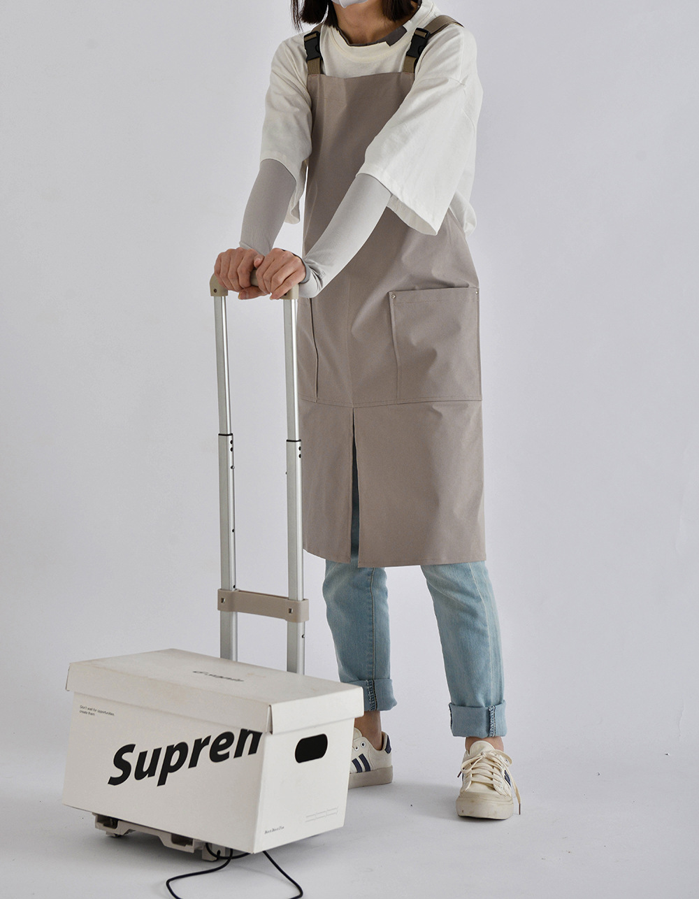 外贸工厂韩日防水式咖啡餐厅帆布围裙罩衣工作服围兜纯棉厨房制服详情7