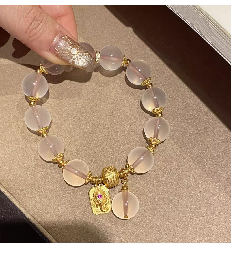 吉象粉水晶手串女手链轻奢小众设计款招财串珠气质网红闺蜜手饰品详情3