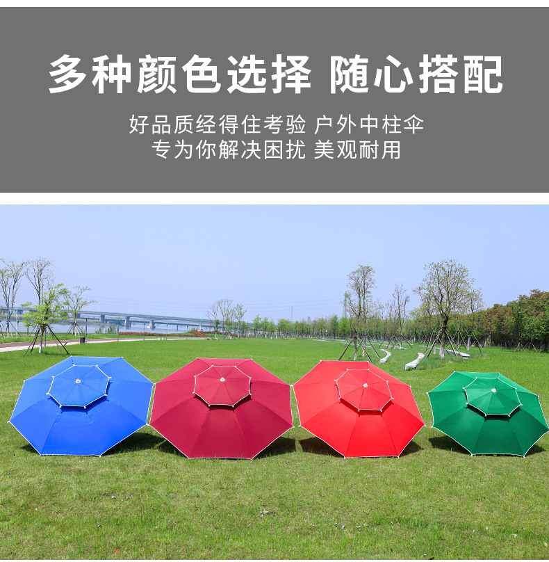 庭院大伞户外遮阳摆摊伞沙滩伞双顶伞涤纶广告伞定 制厂家批发详情3
