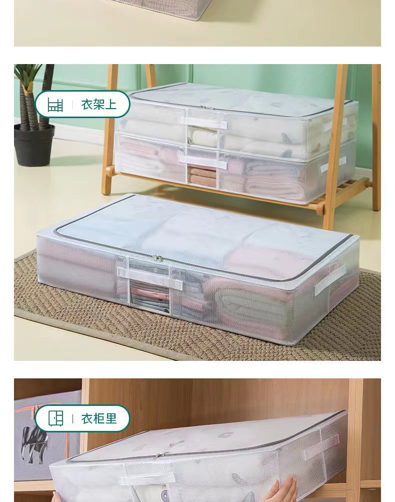 Steel frame folding clothes transparent storage box under the bed, Japanese and Korean waterproof and moisture-proof quilt storage box pic 15