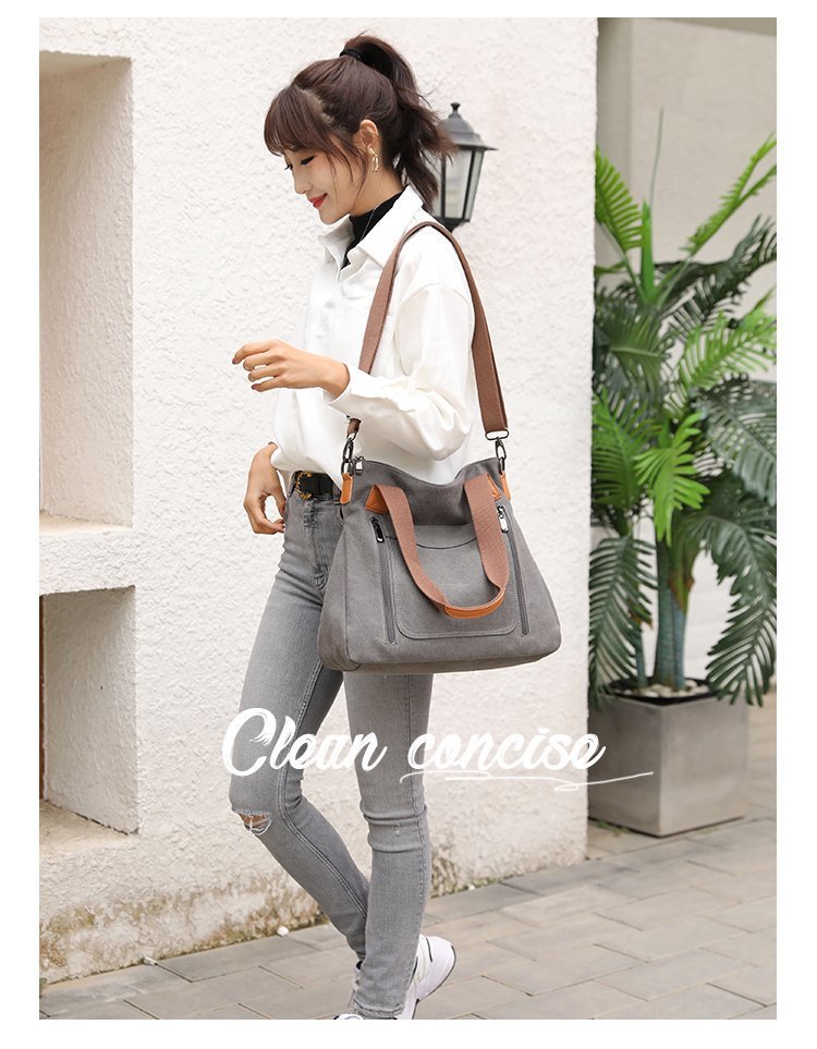大容量帆布包简约潮搭女包新款韩版手提休闲包都市丽人单肩斜挎包详情3