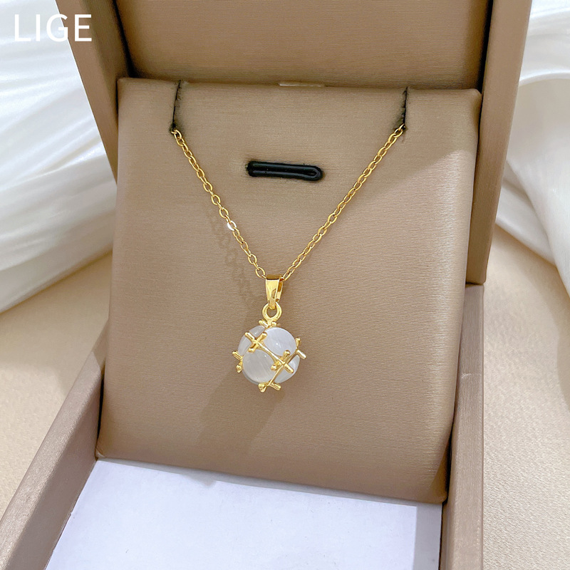 【钛钢】猫眼小球简约个性时尚轻奢气质华丽项链女百搭锁骨链钛钢详情7