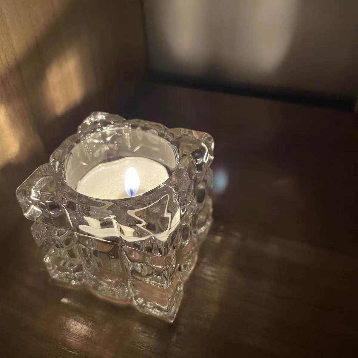 Creative square crystal glass candlesticks, lampshades, candle vessels, wax-filled square cups, lighting fixtures, glass wax cups pic 4