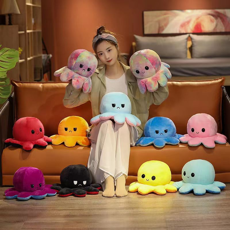Douyin double-sided octopus figurine, Octopus plush toy, reversible face-changing doll, wedding gift throwing pic 1