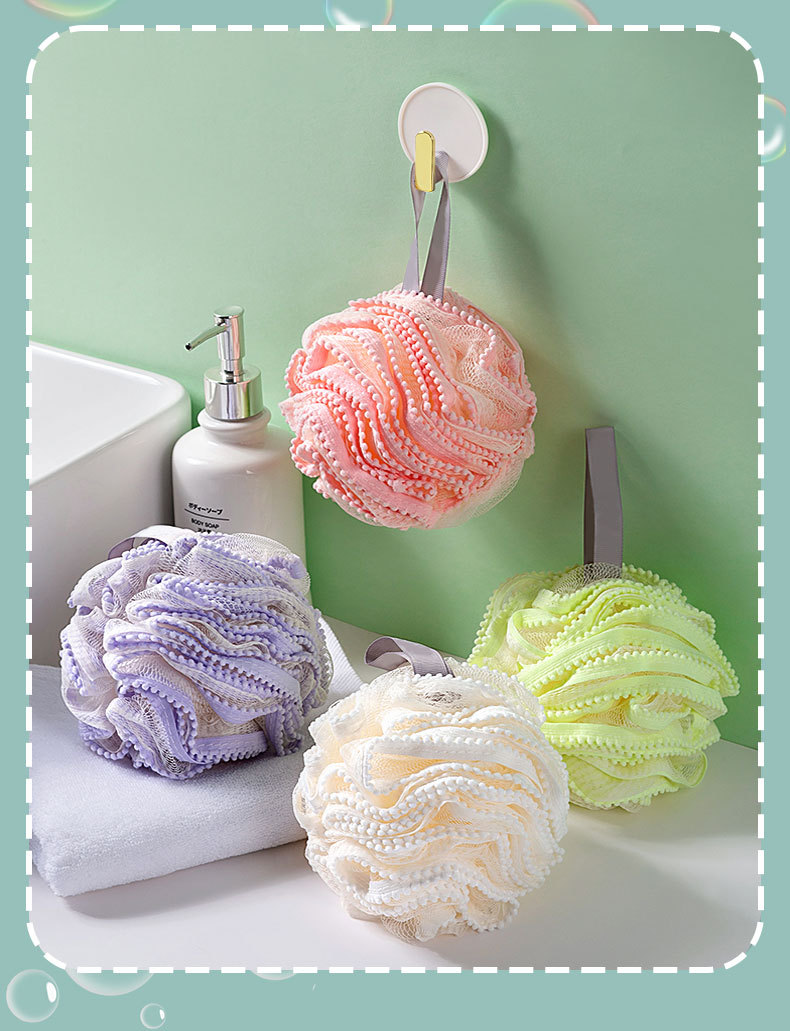 可爱沐浴球高档不散超柔软女大号浴花球高级搓澡巾起泡球洗澡神器详情9