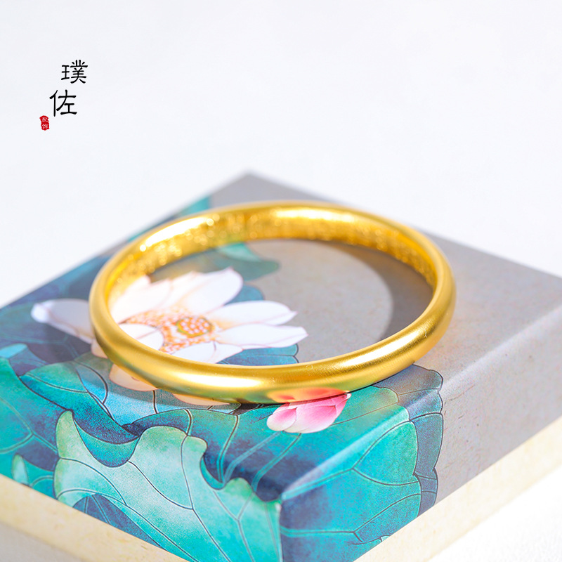 金店同款高档久不掉色沙金百福手镯古法传承镯子福字泥鳅背女详情6