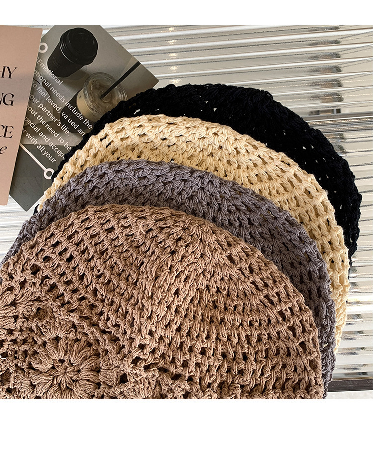 A collection of Japanese-style hand-woven headscarves, thin, hollowed-out woolen hats for women, and retro and artistic knitted hats pic 12
