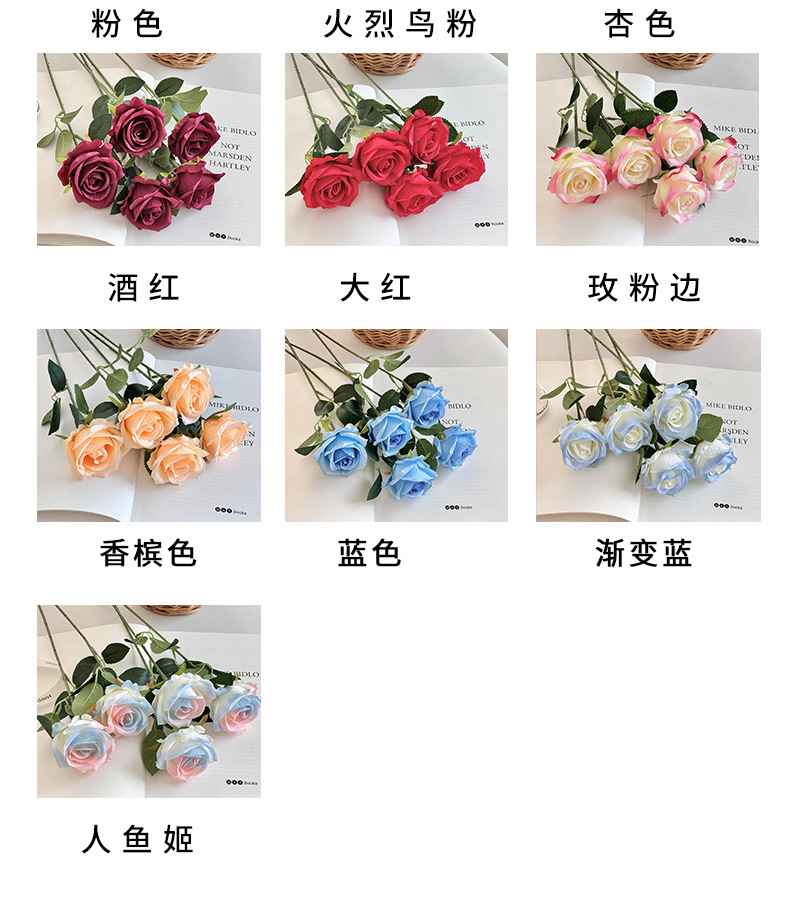 Artificial rose bouquets, single artificial flowers, home living room dining table ornaments, wedding hall flower arrangements, decorative flowers pic 5