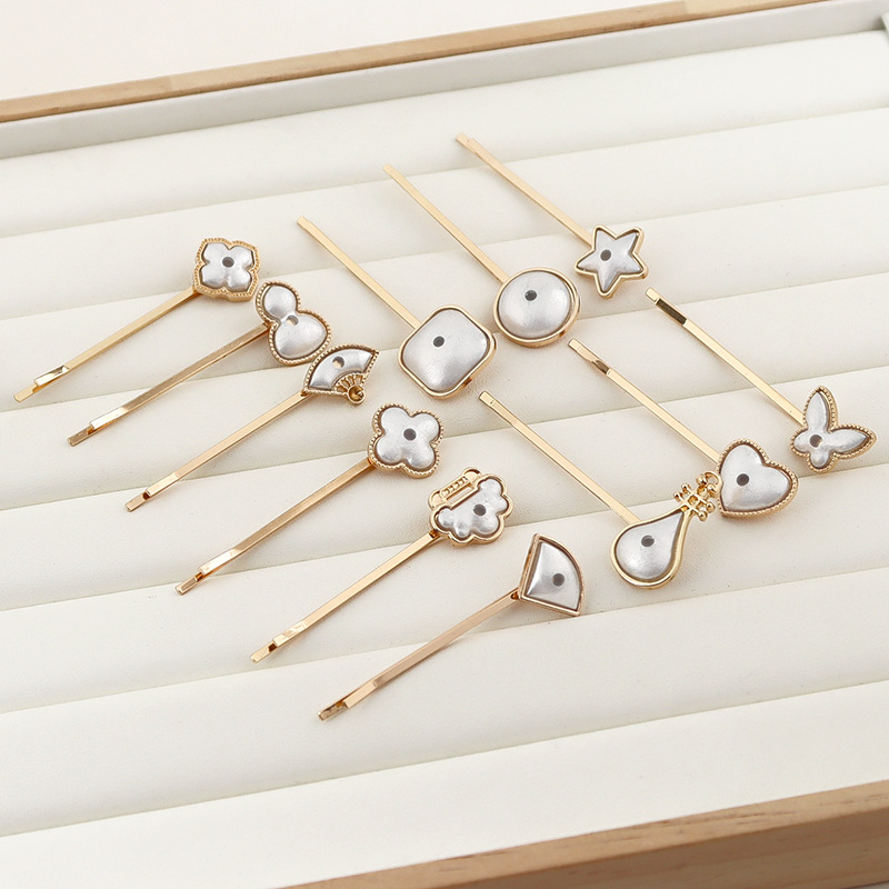 宋锦发夹底托 新中式发夹蓝染刺绣配件包布发夹diy底胚鸭嘴夹发卡详情23