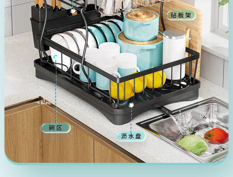 厨房沥水碗碟架碗筷沥水篮水槽洗碗池放碗架收纳架餐具置物架详情6